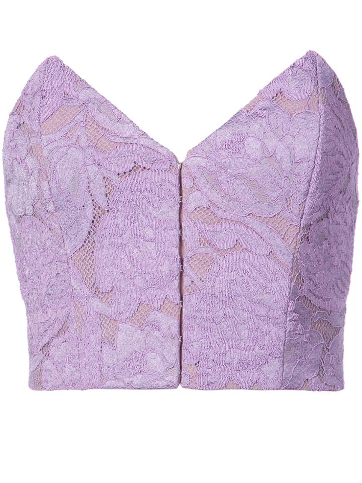 Fleur Du Mal Strapless Lace Top - Pink & Purple