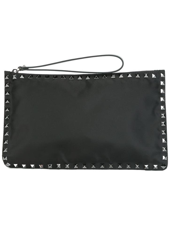 Valentino Valentino Garavani Rockstud Clutch, Men's, Black, Polyester/leather