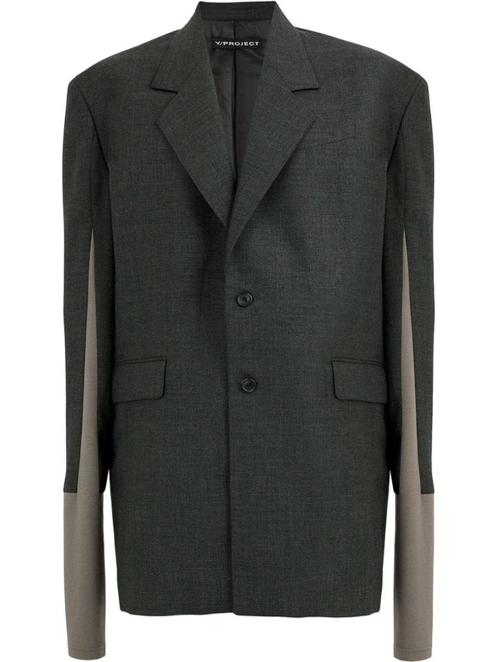 Y / Project Contrast Sleeve Blazer - Grey
