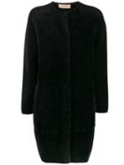 Twin-set Textured Button Up Coat - Black