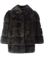 Yves Salomon Fur Jacket, Women's, Size: 34, Grey, Rabbit Fur/goat Skin/silk/polyester
