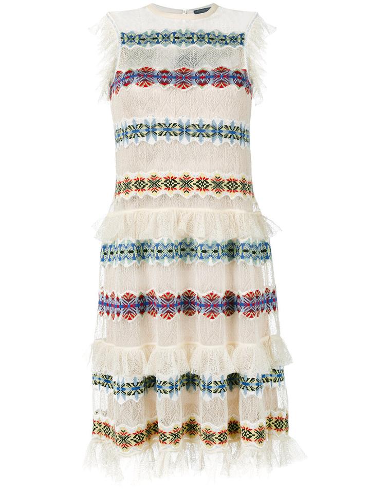 Alexander Mcqueen - Sheer Embroidered Dress - Women - Silk/nylon/spandex/elastane/viscose - M, Nude/neutrals, Silk/nylon/spandex/elastane/viscose
