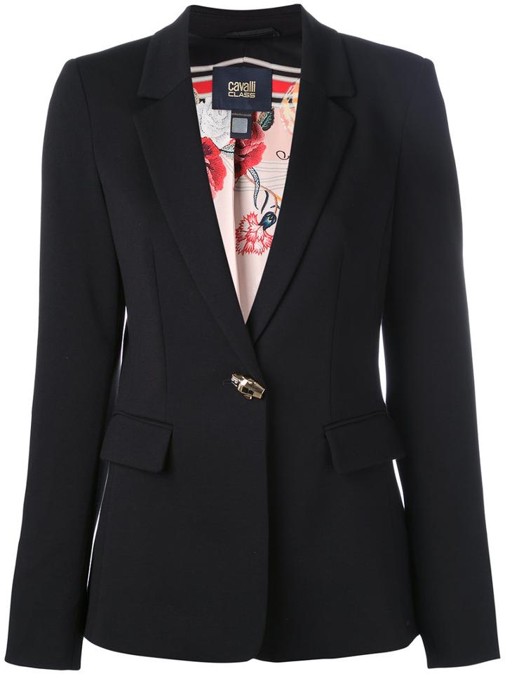 Cavalli Class Flap Pockets Blazer, Women's, Size: 44, Black, Polyester/spandex/elastane/acetate/polyimide