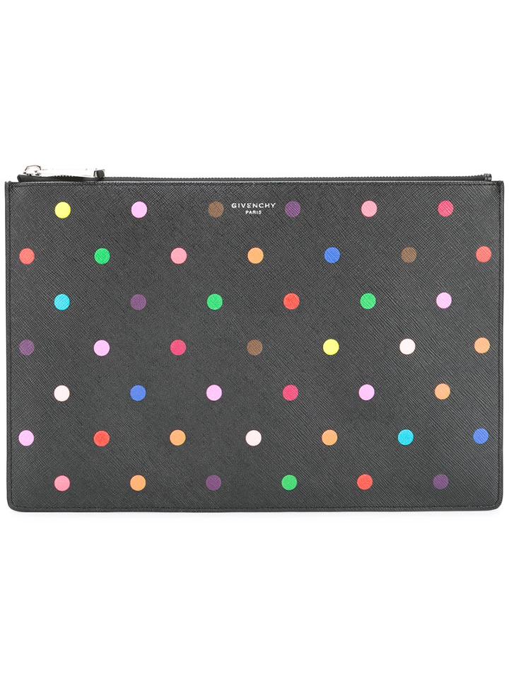 Givenchy Polka-dot Clutch, Women's, Black, Cotton/polyester/polyurethane