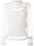 Red Valentino Macramé Detailing Sheer Blouse, Women's, Size: 42, Nude/neutrals, Polyester/cotton/silk