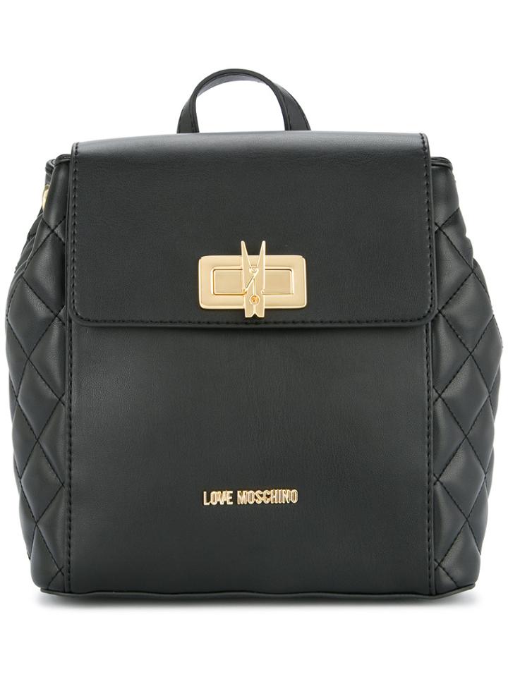 Love Moschino Mini Twist-lock Backpack - Black