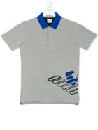 Armani Junior Printed Logo Polo Shirt - Grey