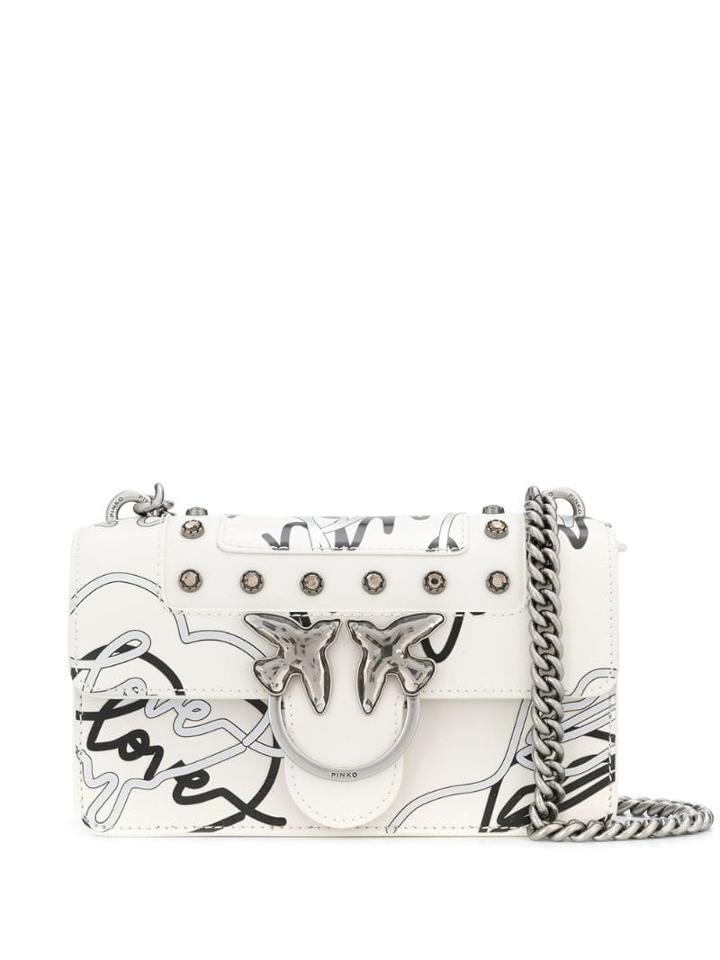 Pinko Graffiti Effect Shoulder Bag - White
