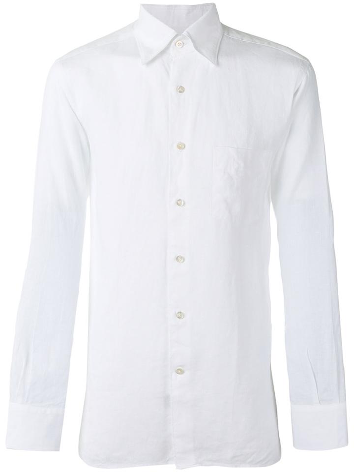 Canali Buttoned Shirt, Men's, Size: Xxl, White, Linen/flax