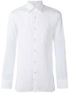 Canali Buttoned Shirt, Men's, Size: Xxl, White, Linen/flax
