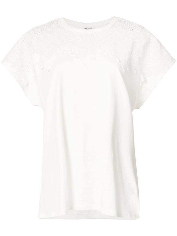 Saint Laurent Short-sleeved T-shirt, Women's, Size: Small, White, Cotton