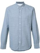 Officine Generale Gingham Check Shirt, Men's, Size: Medium, Blue, Cotton