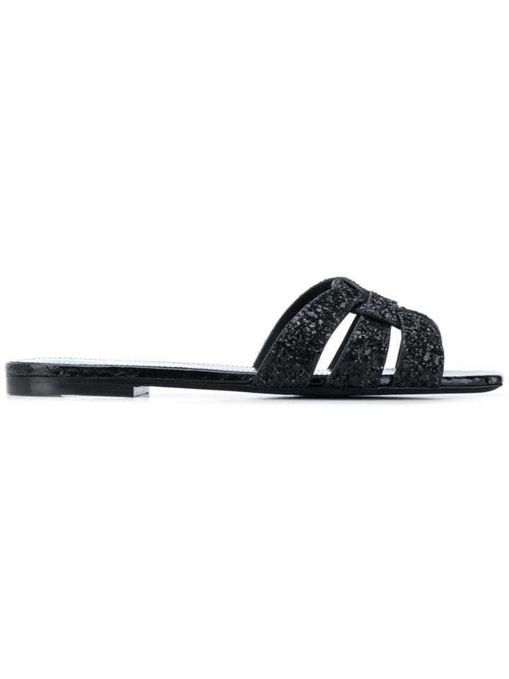 Saint Laurent Tribute Slip-on Sandals - Black