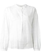 Masscob Tonal Check Collarless Shirt, Women's, Size: Small, White, Cotton/viscose