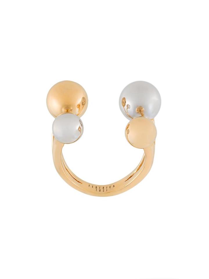 Federica Tosi Double Cuff Ring, Women's, Metallic