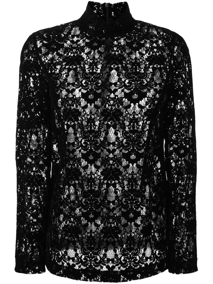 Dkny Velvet Lace Blouse, Women's, Size: 6, Black, Nylon/viscose
