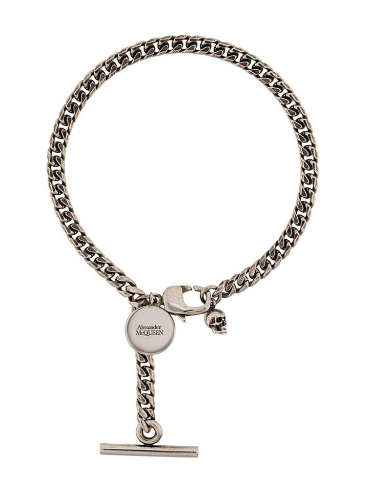 Alexander Mcqueen Logo Charm Bracelet - Silver