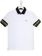 Boss Kids Contrast Trim Polo Shirt - White