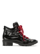 Schutz Patent Leather Lace-up Booties - Black