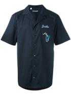 Dolce & Gabbana Smile & Saxophone Patch Shirt, Men's, Size: 39, Blue, Cotton/viscose/polyester/polyurethane