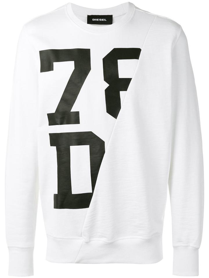 Diesel Printed Sweatshirt, Men's, Size: Medium, White, Cotton