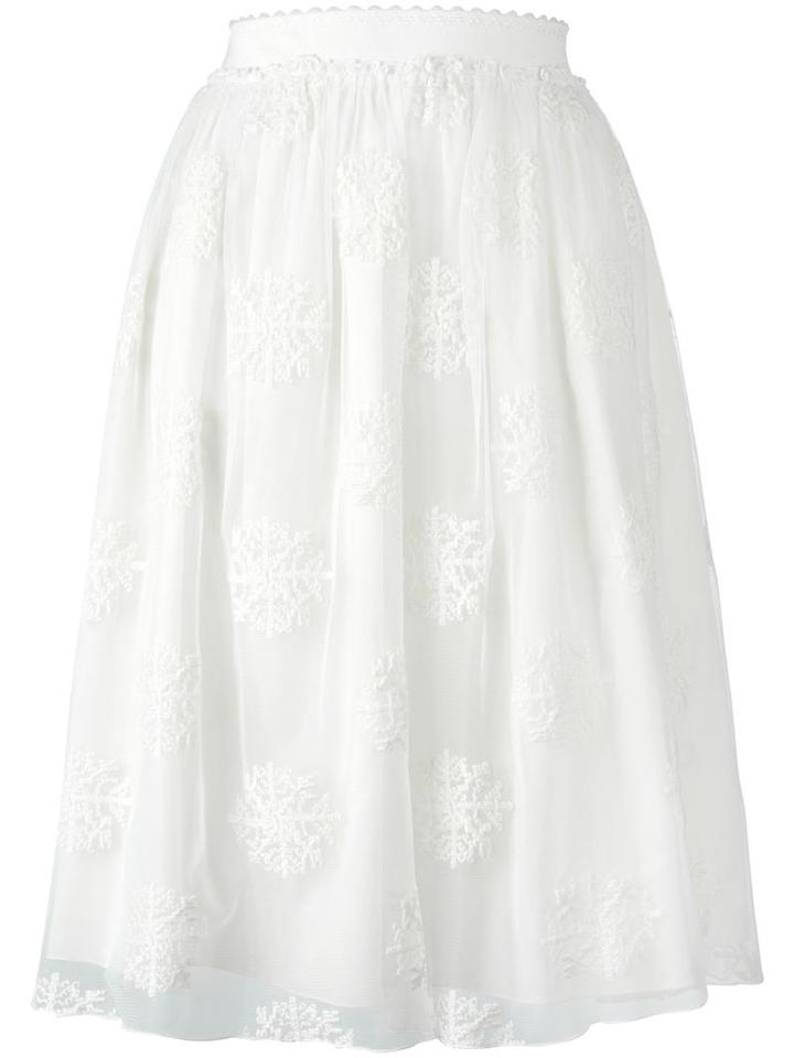Blugirl Embroidered Tulle Skirt, Women's, Size: 38, White, Polyamide/polyester/wool