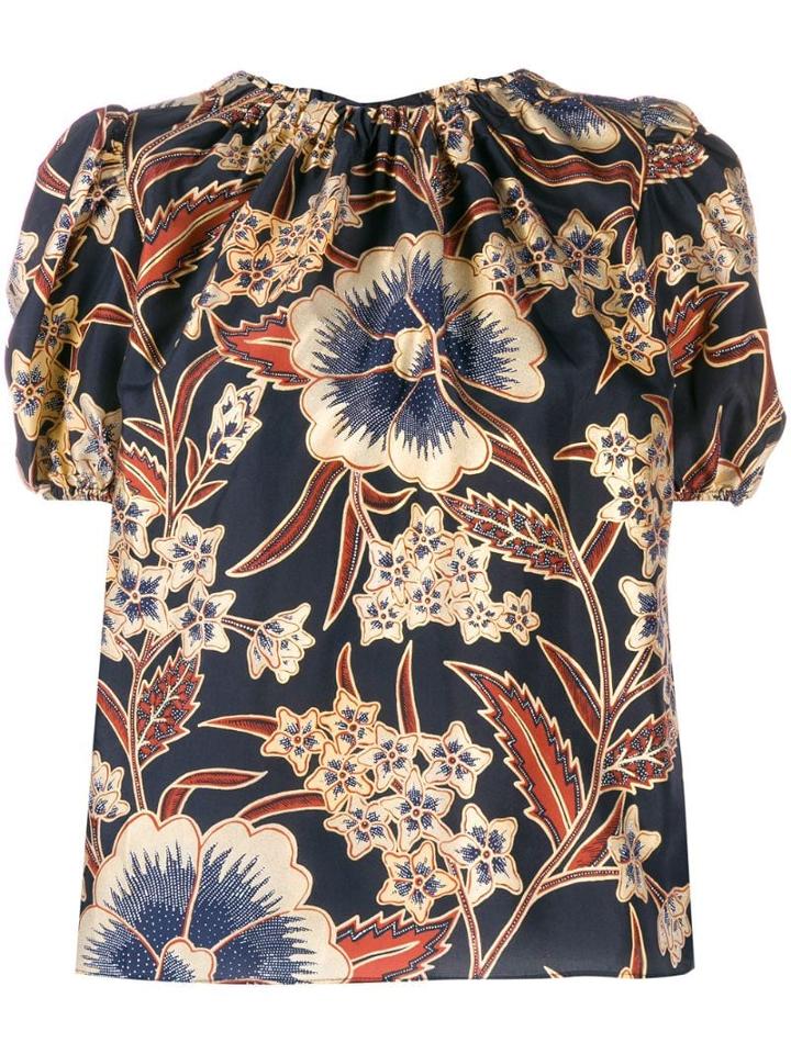 Ulla Johnson Floral Puff-sleeve Blouse - Blue