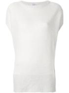 Brunello Cucinelli - Sequin Round Neck Top - Women - Silk/linen/flax - M, Nude/neutrals, Silk/linen/flax