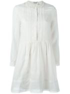 Saint Laurent Longsleeved Embroidered Dress, Women's, Size: 36, White, Cotton