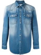 Givenchy Stonewashed Denim Shirt, Men's, Size: Large, Blue, Cotton/brass