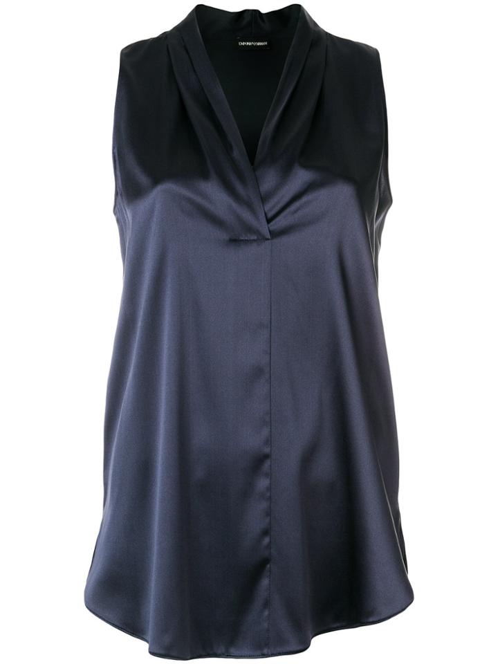 Emporio Armani Pleated Neck Blouse - Blue