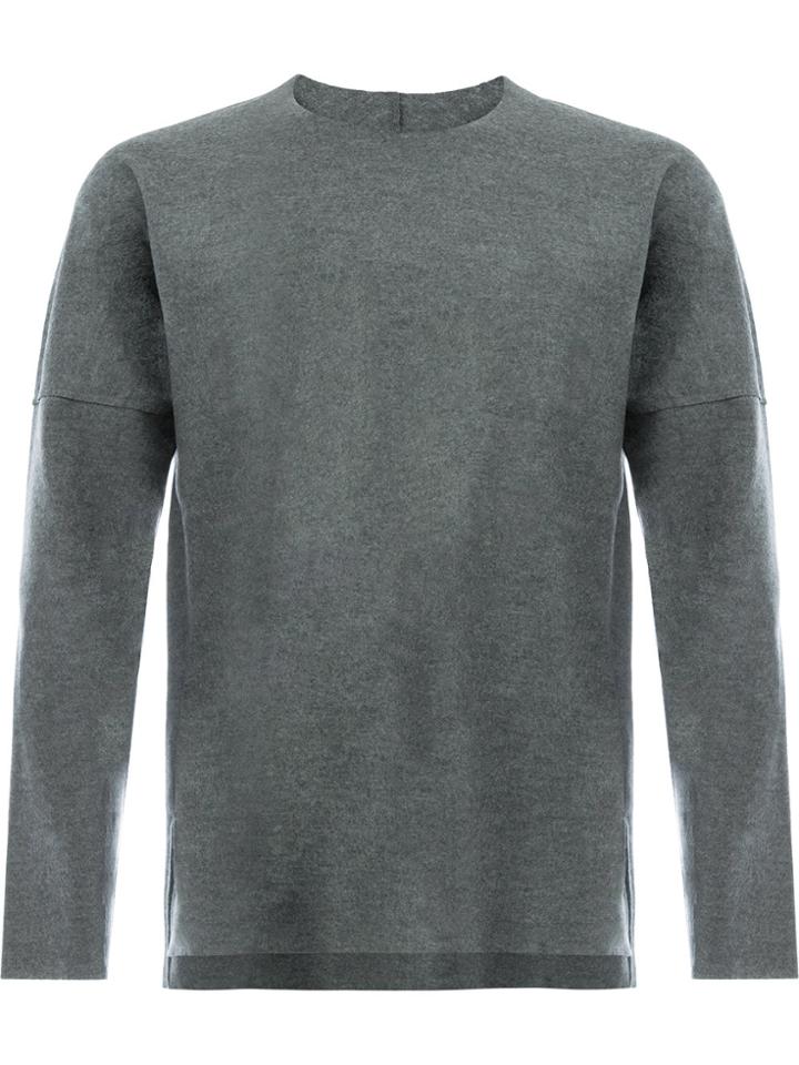 Attachment Plain Sweatshirt - Grey