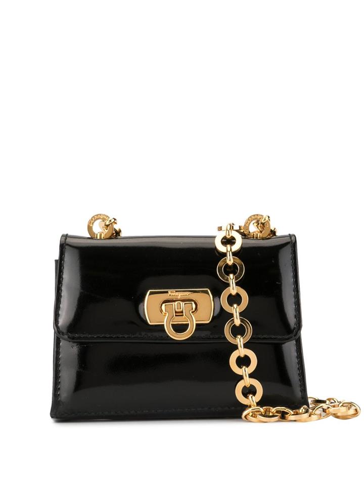 Salvatore Ferragamo Pre-owned Gancini Plate Mini Bag - Black