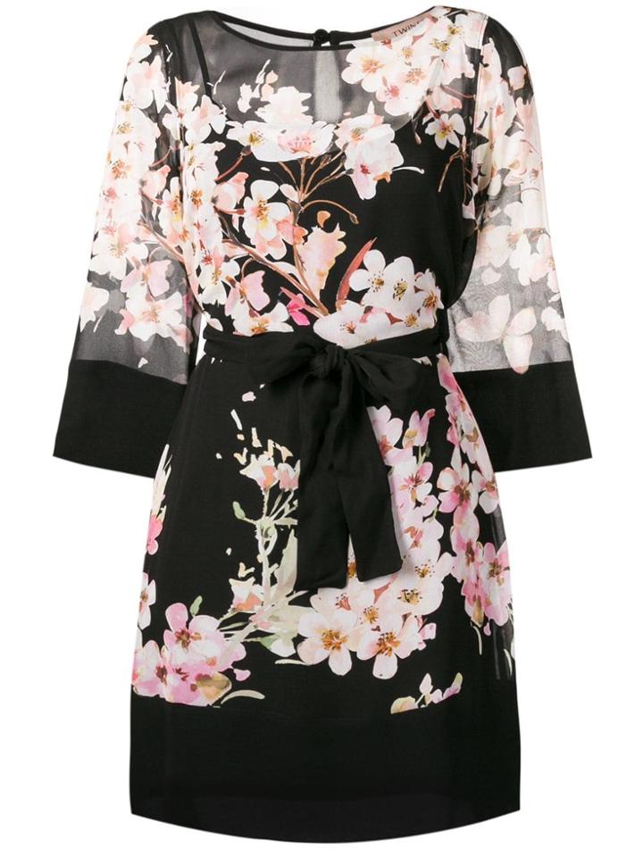 Twin-set Floral Print Dress - Black