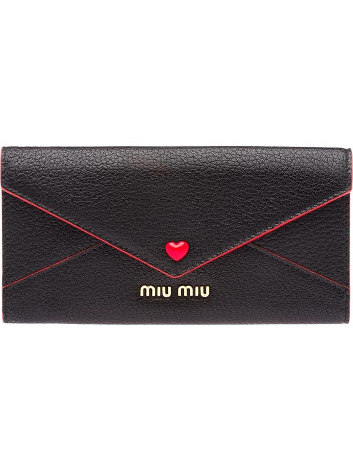 Miu Miu Love Logo Wallet - Black