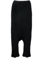 Rick Owens Lilies Drop-crotch Cropped Trousers, Women's, Size: 38, Black, Silk/cashmere