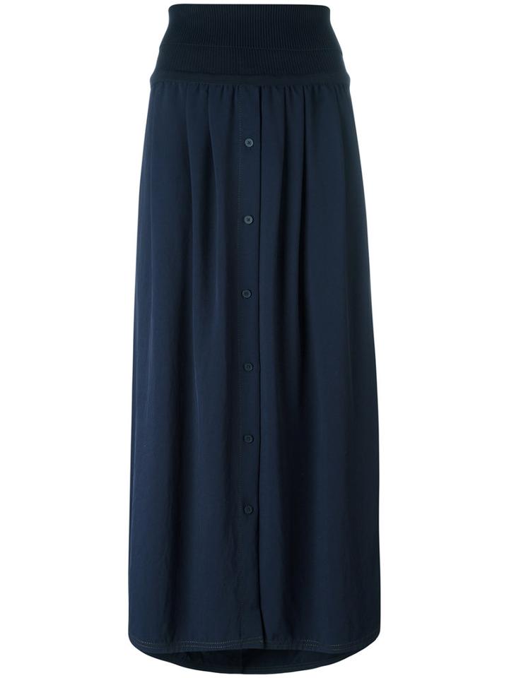 Dkny Long High-waisted Skirt, Women's, Size: Medium, Blue, Nylon/triacetate
