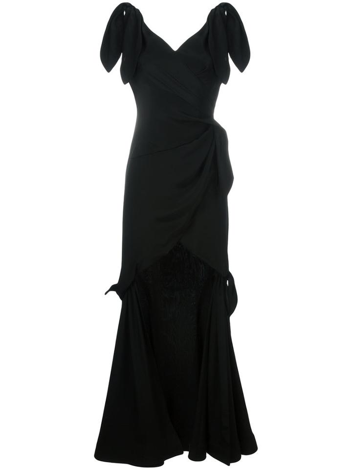 Moschino Tie Detailed Gown, Women's, Size: 40, Black, Silk/acetate/rayon