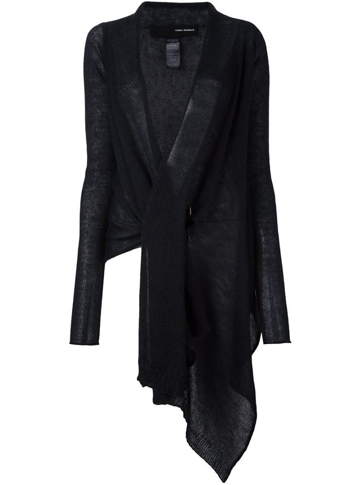 Isabel Benenato Asymmetric Elongated Cardigan, Women's, Size: 42, Black, Silk/mohair