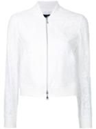 Loveless Floral Pattern Bomber Jacket, Women's, Size: 34, White, Cotton/nylon/rayon