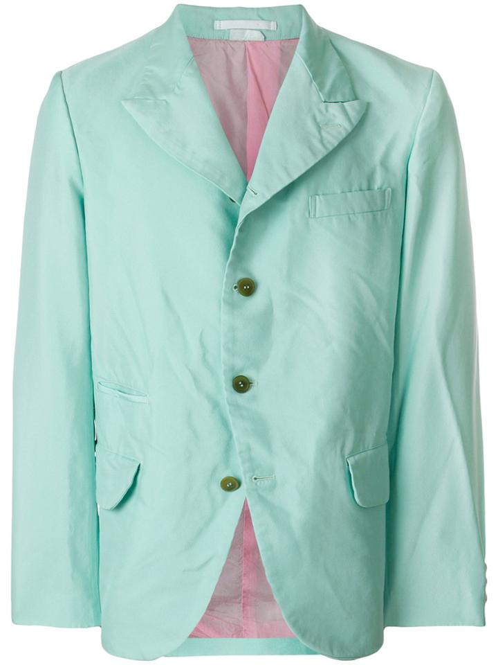 Comme Des Garçons Homme Plus Creased Effect Curved Hem Blazer - Green
