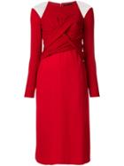 Versace Cut-out Shoulder Dress - Red