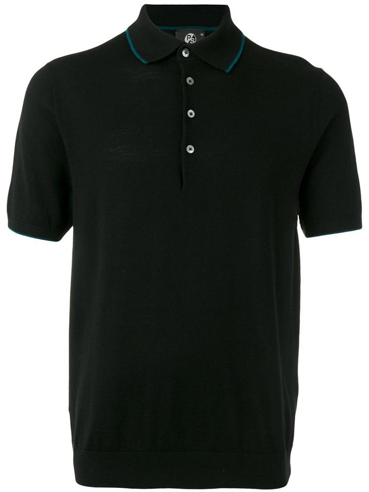Ps By Paul Smith Knitted Polo Shirt, Men's, Size: Xl, Black, Merino