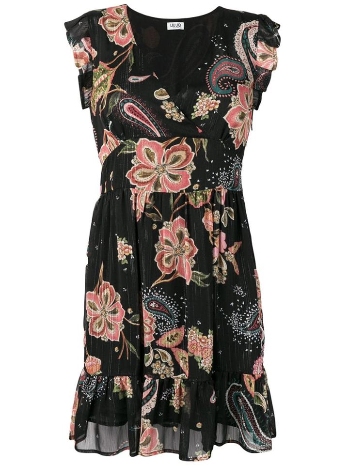 Liu Jo Floral Print Empire Line Dress - Black