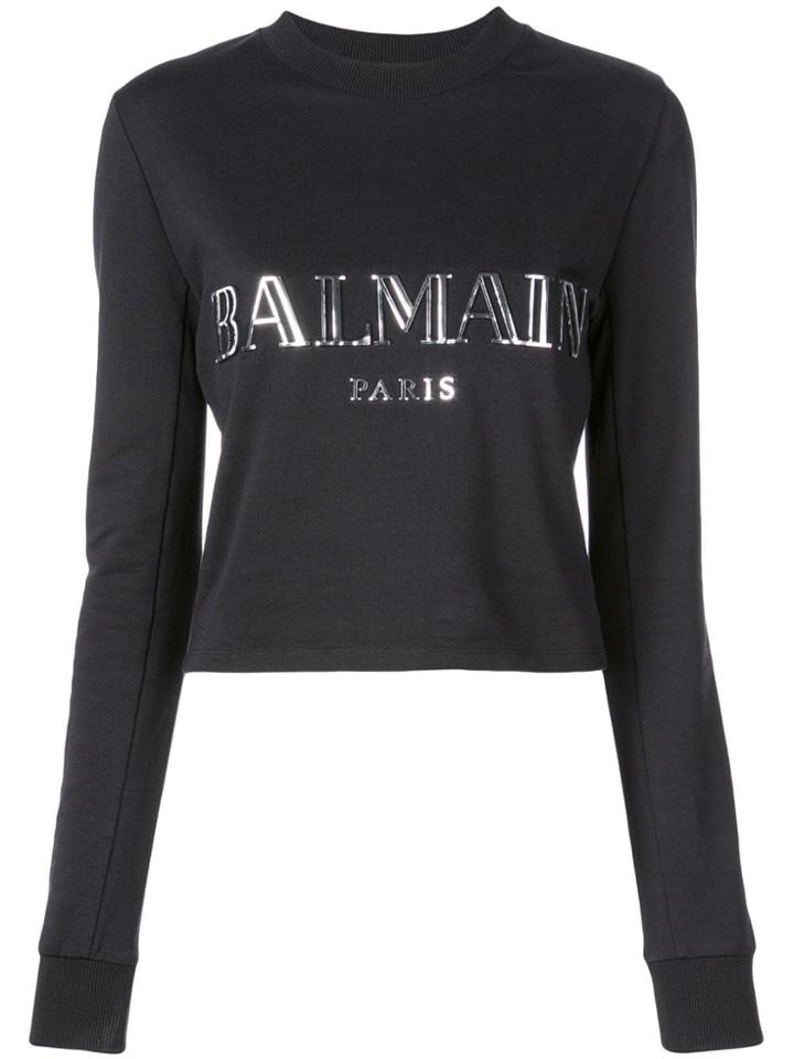 Balmain Logo Appliqué Sweatshirt - Black