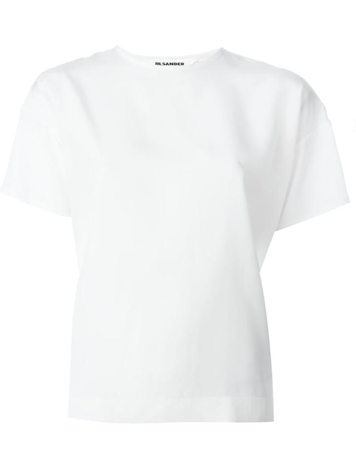 Jil Sander Back Slit Shortsleeved Blouse, Women's, Size: 34, White, Silk