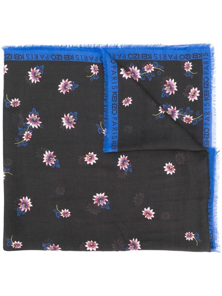 Kenzo Floral Logo Scarf - Black