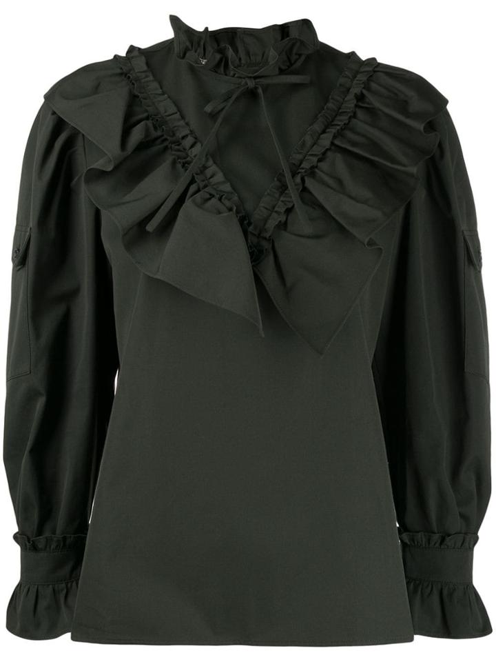 Miu Miu Ruffled Neck Blouse - Green