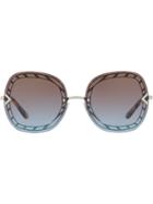 Tory Burch Oversized Frame Sunglasses - Silver
