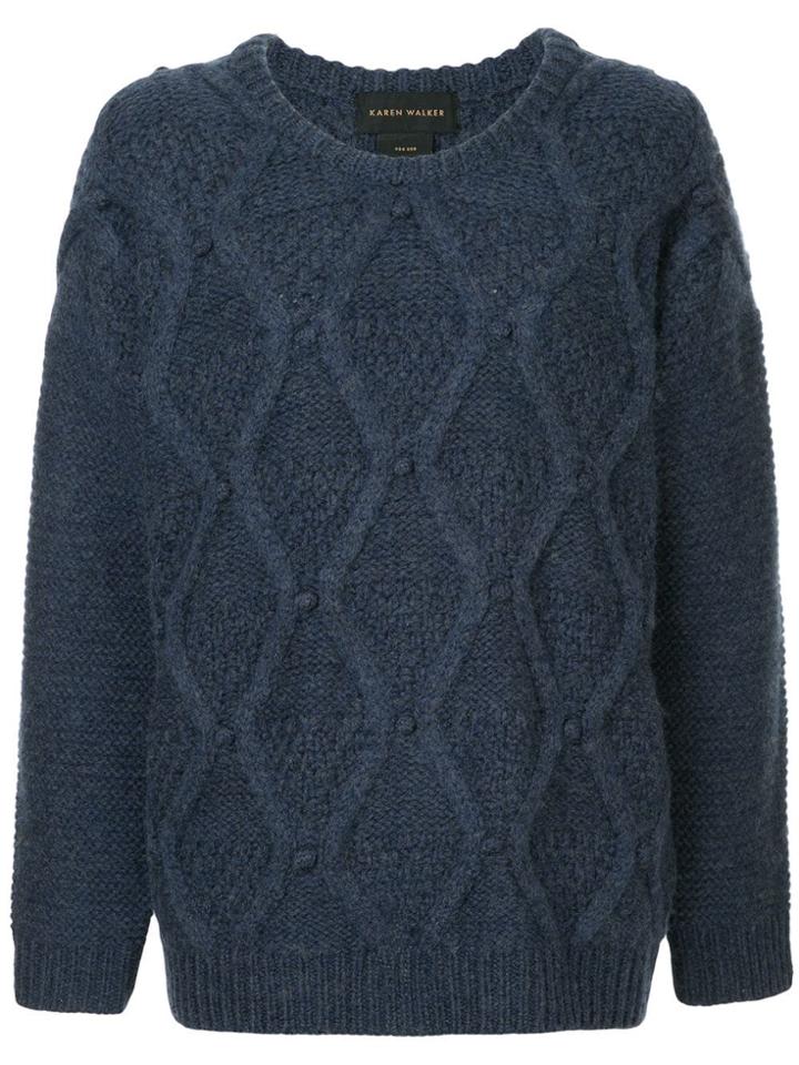 Karen Walker Oversized Cable Knit Sweater - Blue